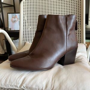 Brown faux leather booties